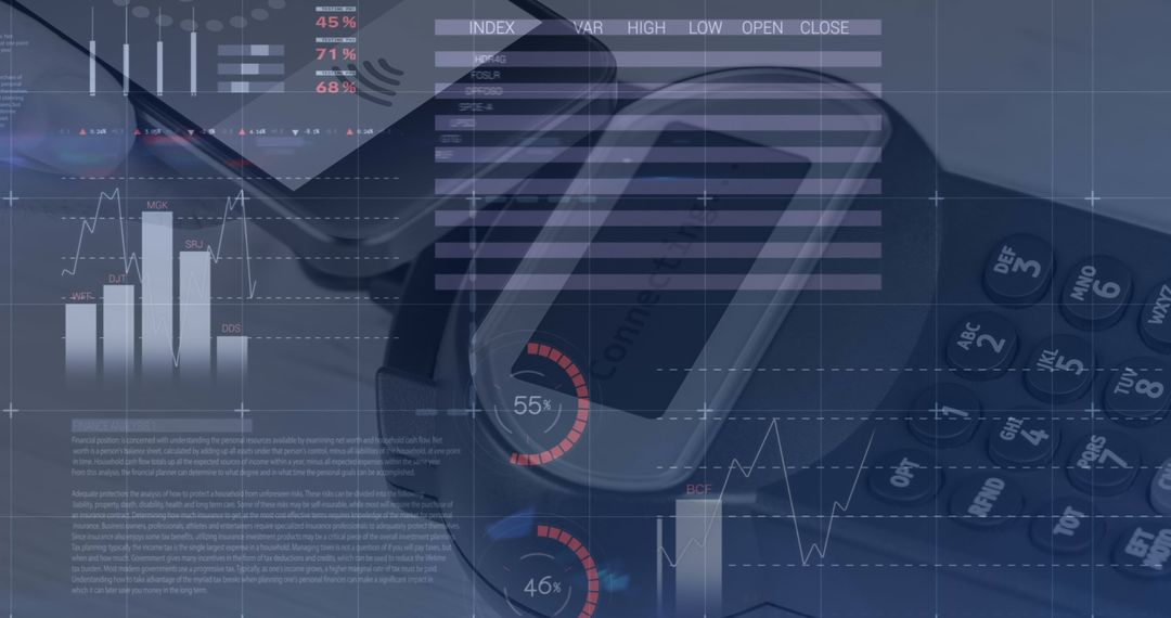 Financial Trends Over Smartphone with Payment Terminal Graphics
