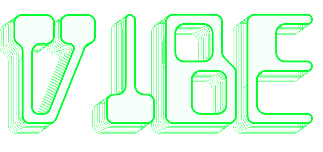 Transparent VIBE Typography with Green Glow Shadow Effect