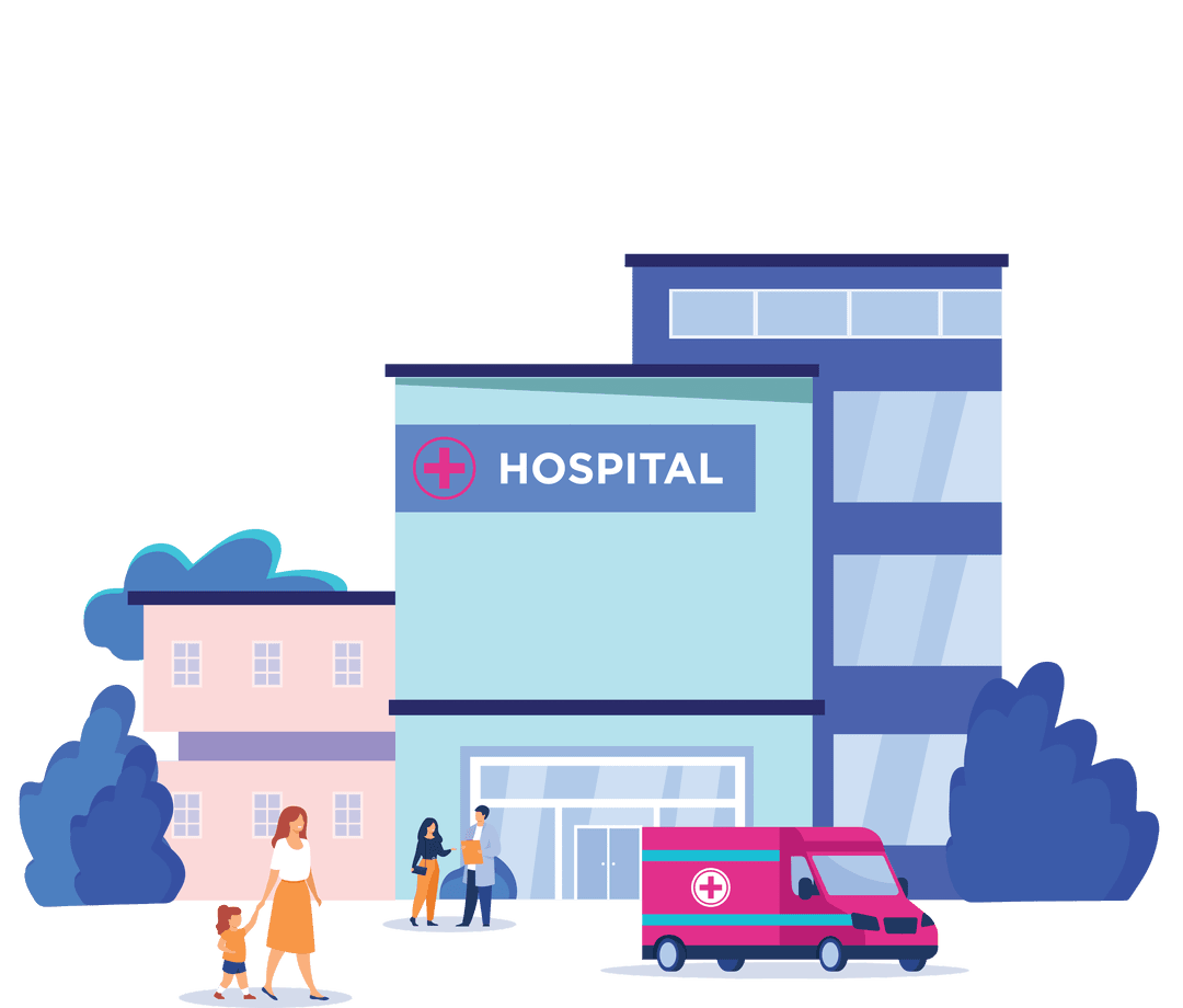 Transparent Hospital Vector with Ambulance Example for Healthcare Use