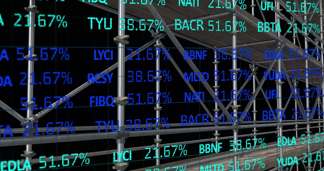 Abstract Finance Data on Scaffolding Overlapping Display - Free Images, Stock Photos and Pictures on Pikwizard.com