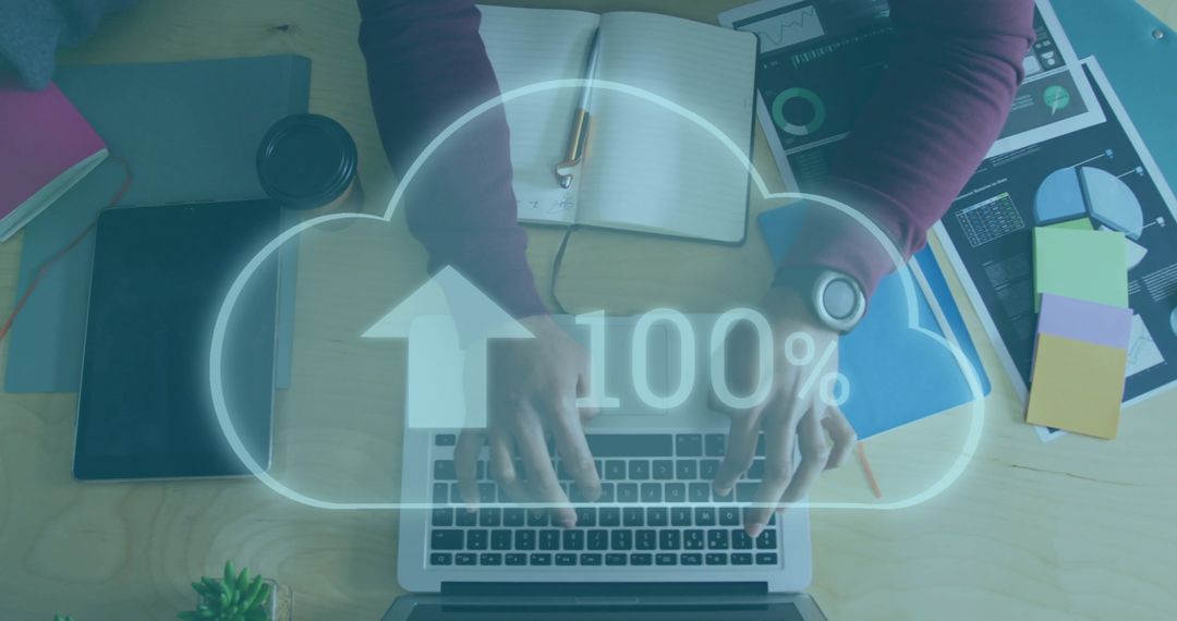 Businessman Engaging with Cloud Computing for Data Management