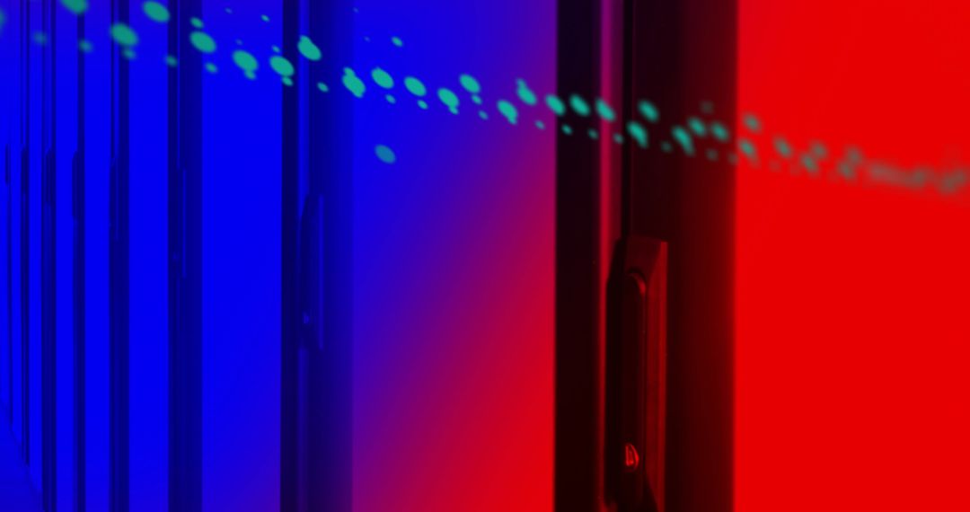 Colorful Digital Abstract Data Points Over Red Blue Background