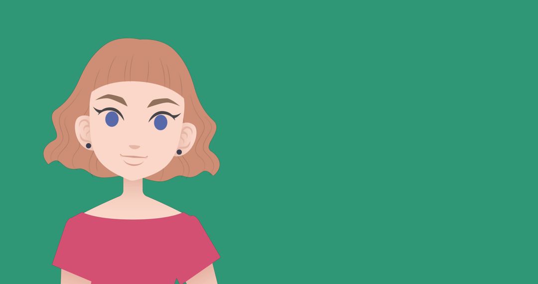 Minimalist Pictogram of Woman on Green Background with Copy Space