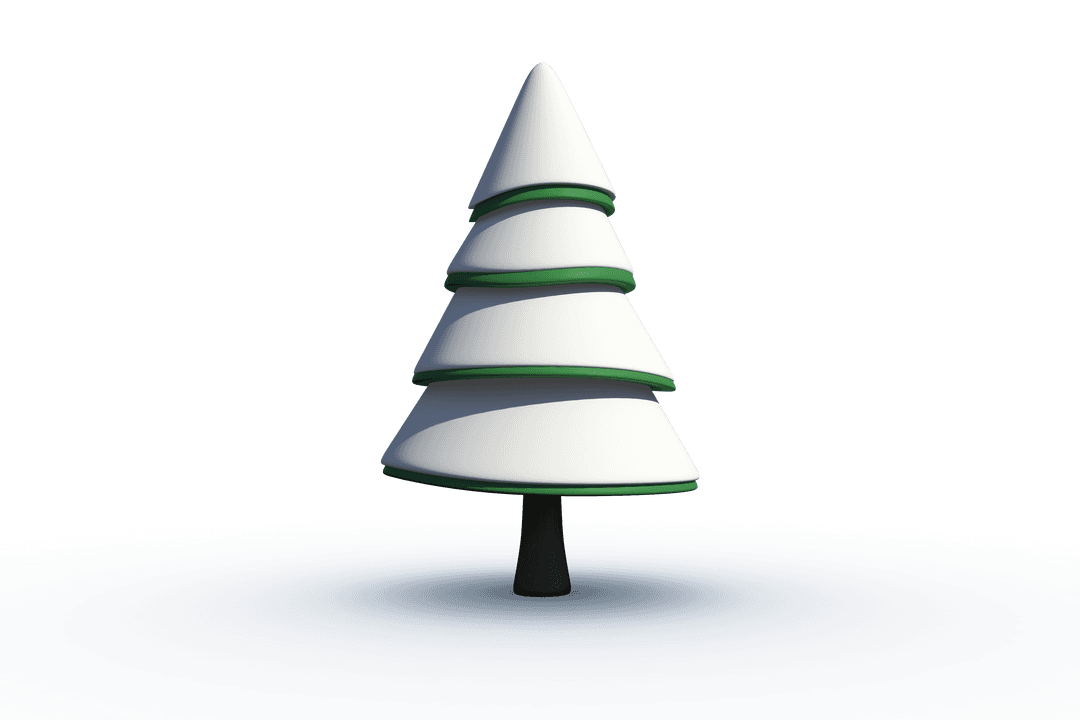 Transparent Digital Christmas Tree Illustration with Snow