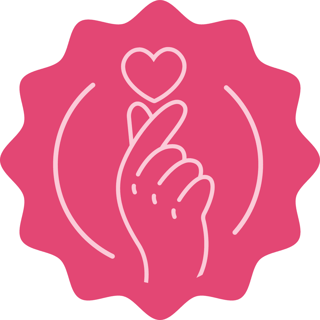 Minimalist Finger Heart Gesture Emblem on Transparent Background