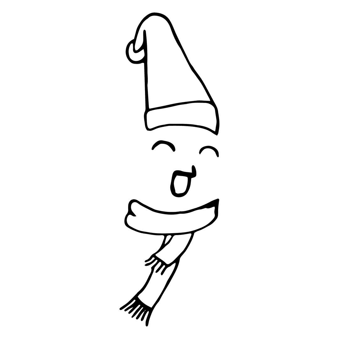 Smiling Cartoon Character on Transparent Background