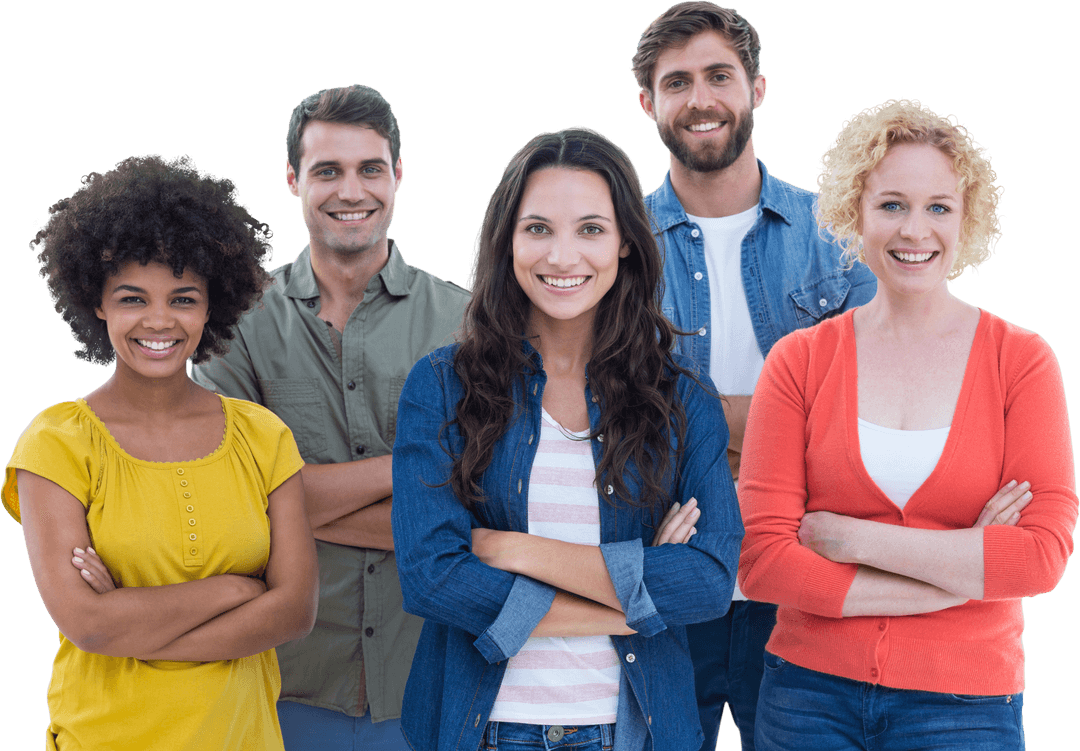Diverse Group of Smiling Young Professionals on Transparent Background