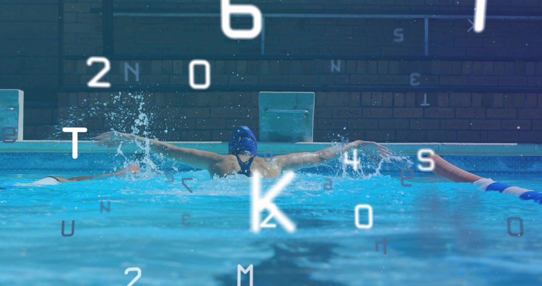 Athlete Performing Butterfly Stroke in Swimming Pool Lane