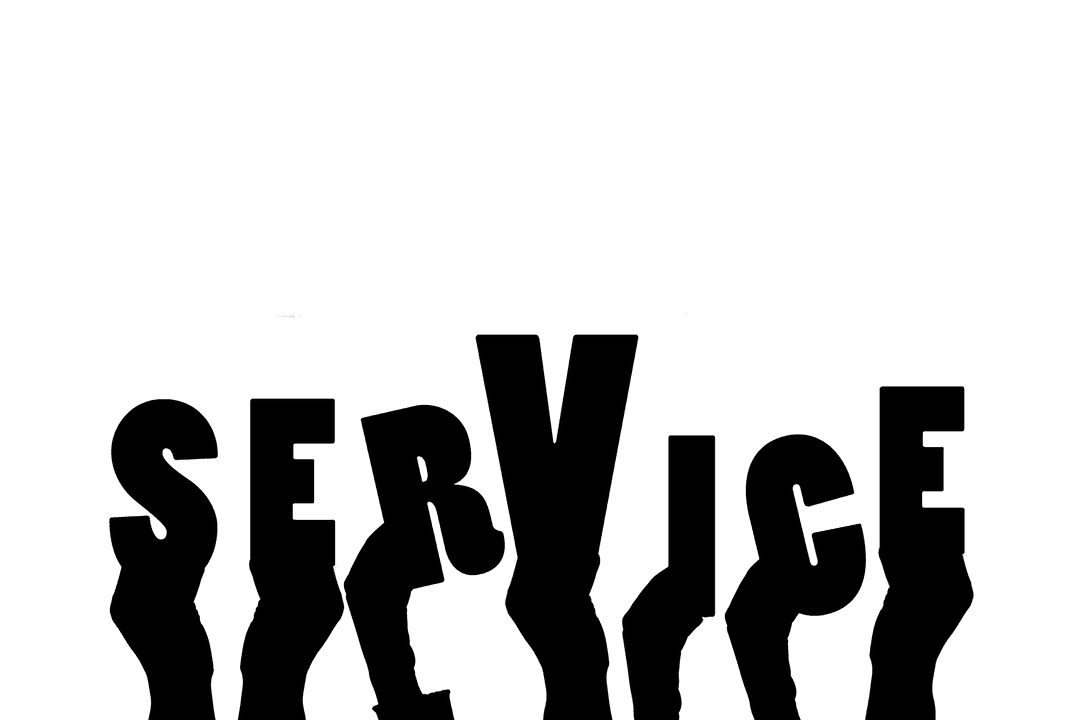 Hands Holding Service Text on Transparent Background PNG