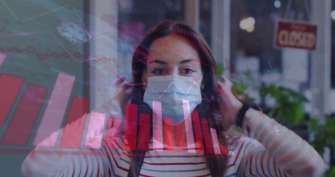 Hairdresser with Mask Amidst Pandemic Data Visualizations