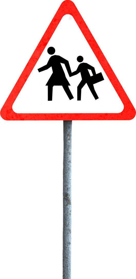 Red Pedestrian Crossing Sign with Transparent Background