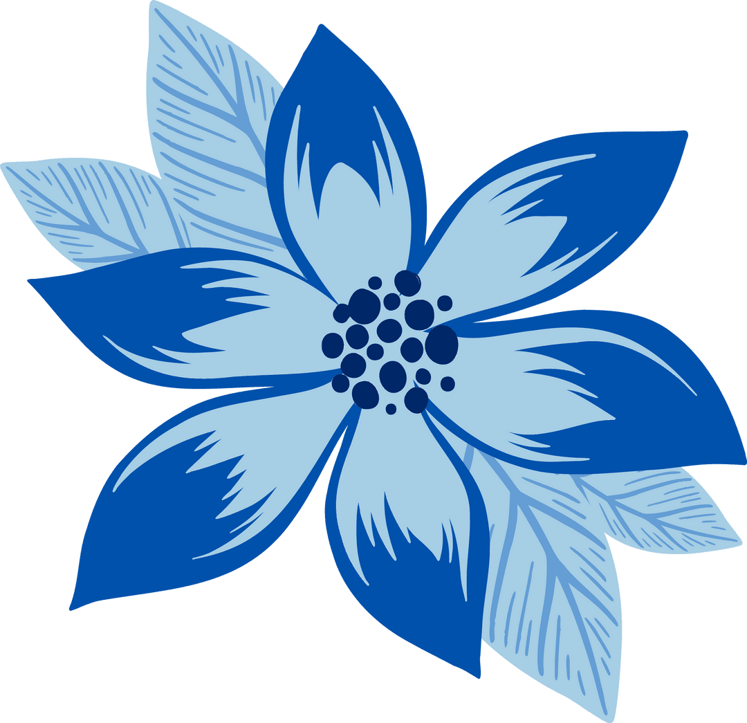 Elegant Blue Flower Interior on Transparent Background for Decoration