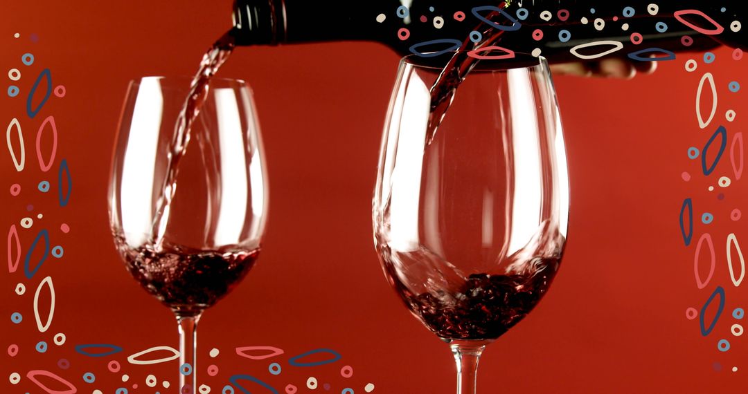 Festive Red Wine With Abstract Christmas Patterns