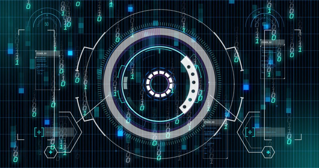 Futuristic Data Interface with Binary Streams and Gridlines
