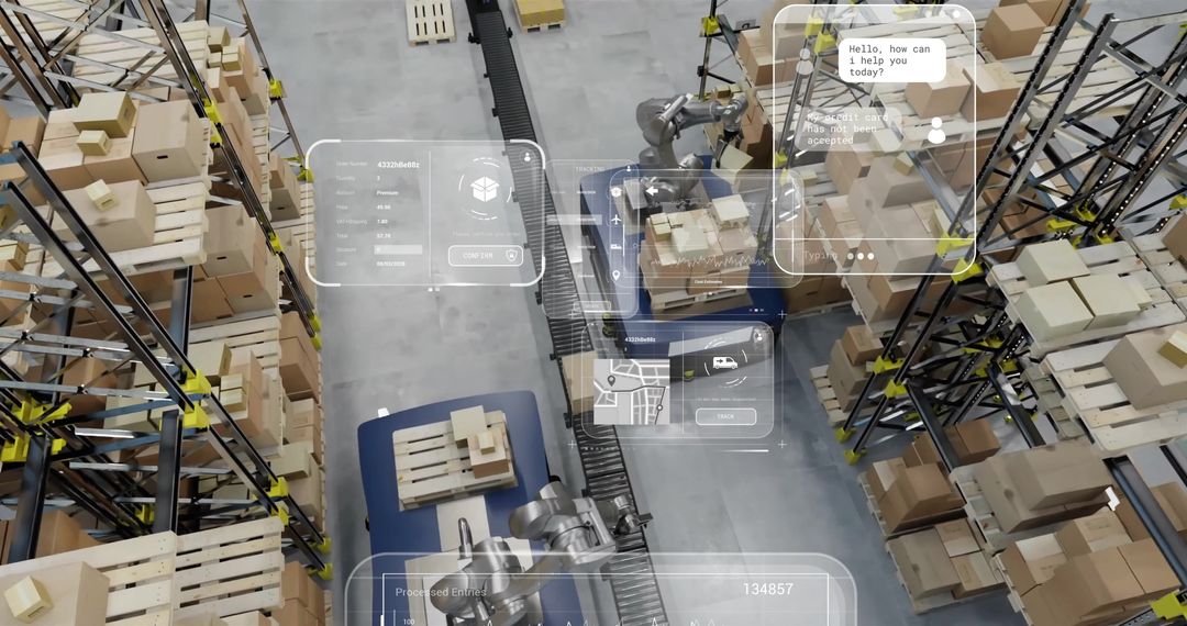 Automated Warehouse with Digital Data Interface and Robotics