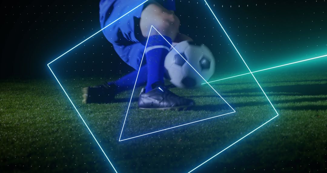 Neon Scanning Over Soccer Ball on Field