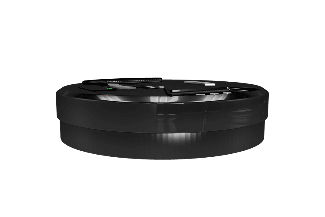 3D Transparent Smart Robotic Vacuum Cleaner on Clear Backdrop