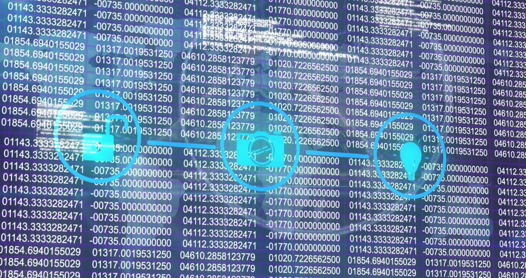 Digital Interface Symbols Linking Technology Icons and Data Grid