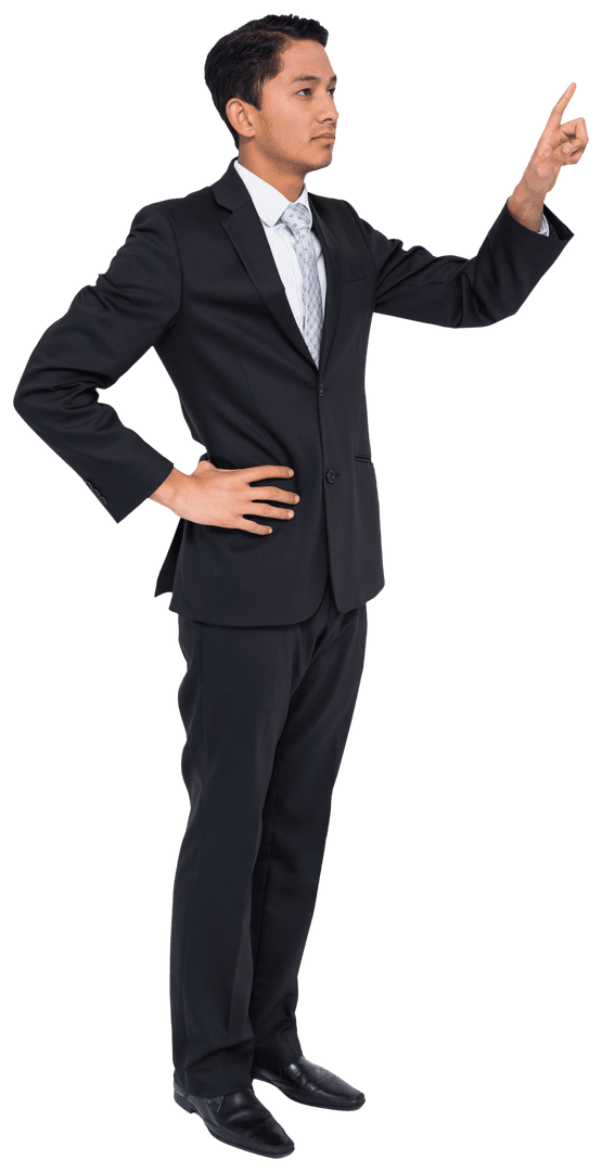 Transparent Background Businessman Pointing Interface Gesture