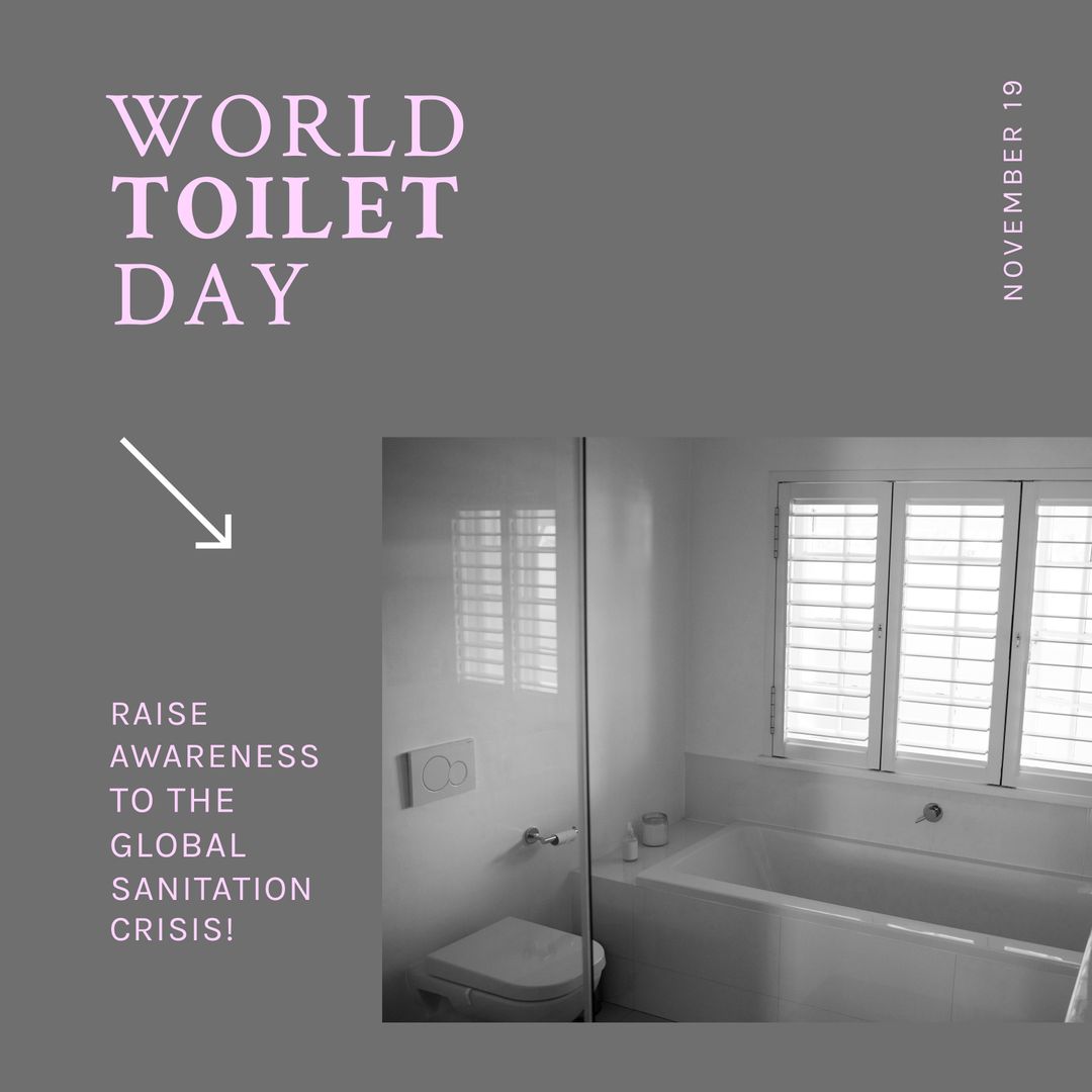 World Toilet Day Awareness Poster in Modern Bathroom Setting