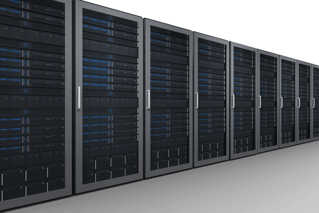 Digital Illustration of Black Servers on Transparent Background