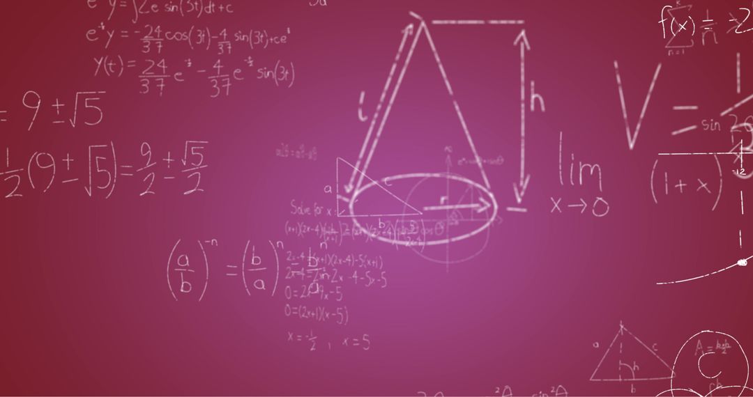 Abstract Mathematical Formulas on Purple Background