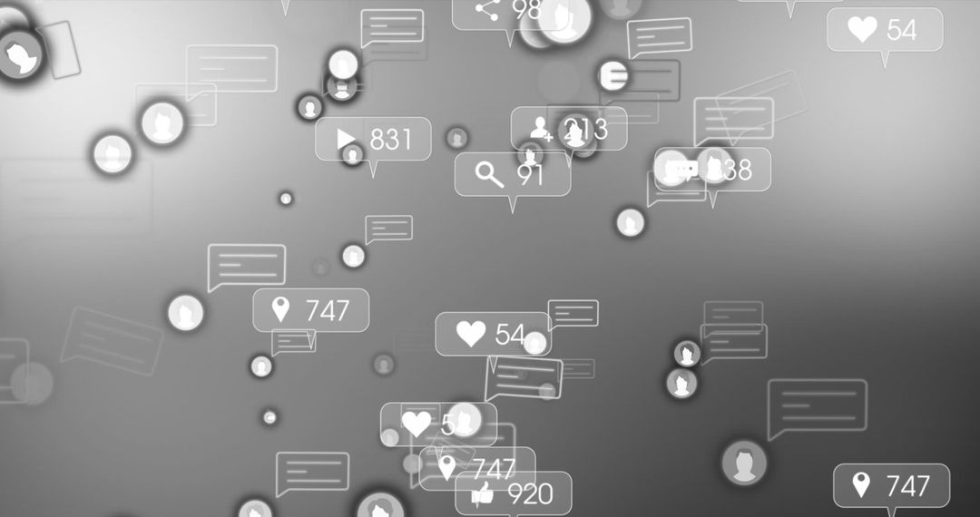 Digital Social Media Communication Interfaces on Abstract Background