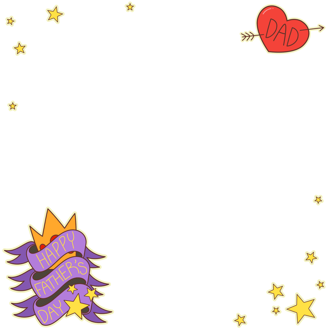 Transparent Father's Day Frame with Stars and Heart Decorations