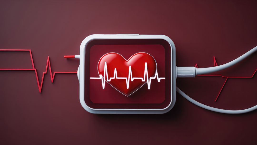 Heart monitor with ecg traces symbolizing health technology, cardiovascular diseases focus