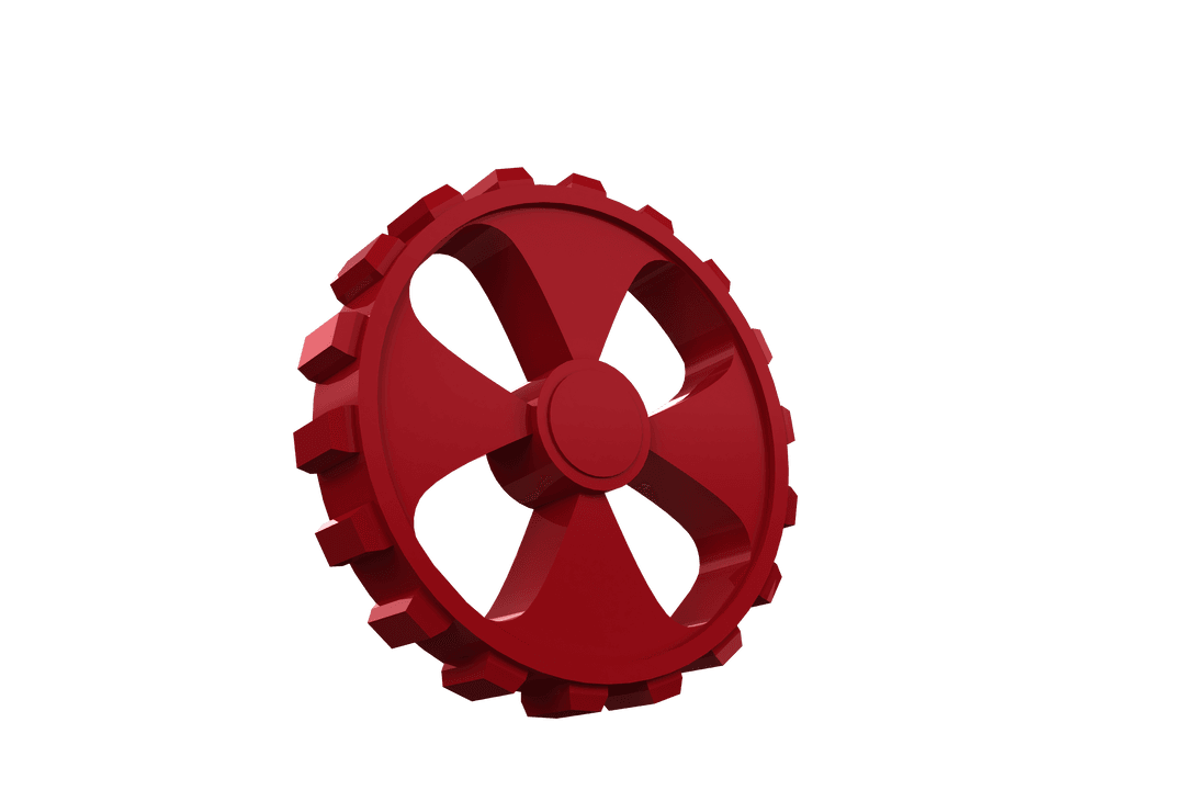 Transparent Red Industrial Style Gear 3D Illustration Close-Up