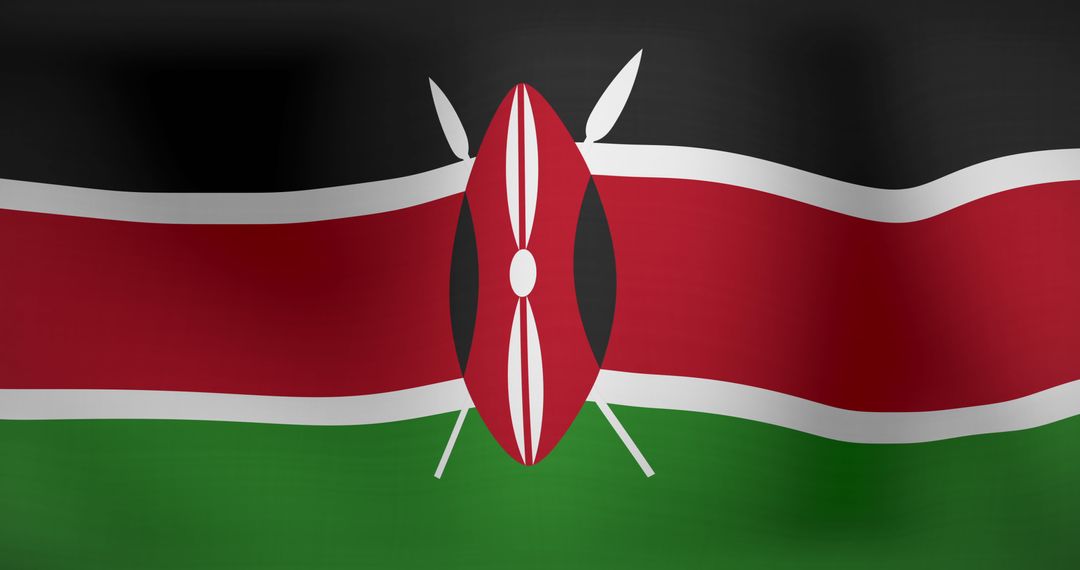 Waving Flag of Kenya with Textured Fabric Effect