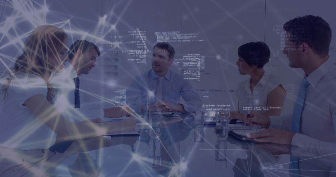 Financial Data Processing and Business Team Meeting Concept