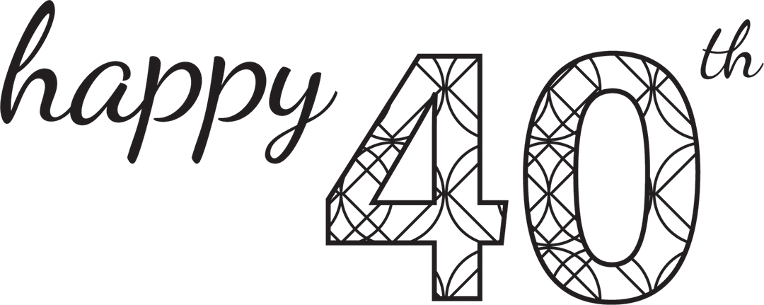 Stylish Happy 40th Birthday Text on Transparent Background