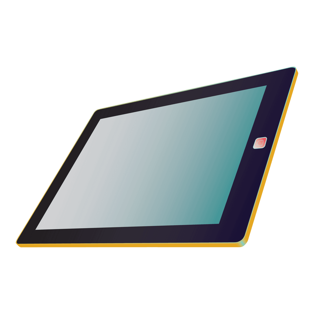 Digital Tablet Illustration on Transparent Background with Copy Space