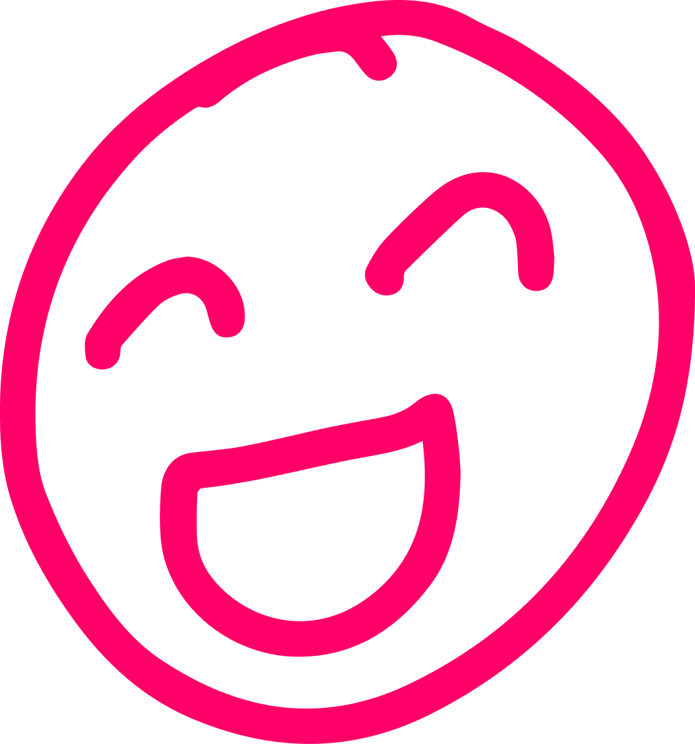 Magenta Smiley Emoji with Open Grin on Transparent Background