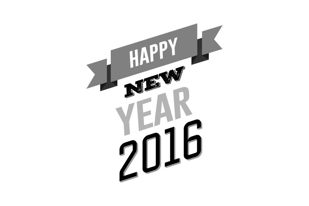 New Year 2016 Greeting Text on Transparent Background