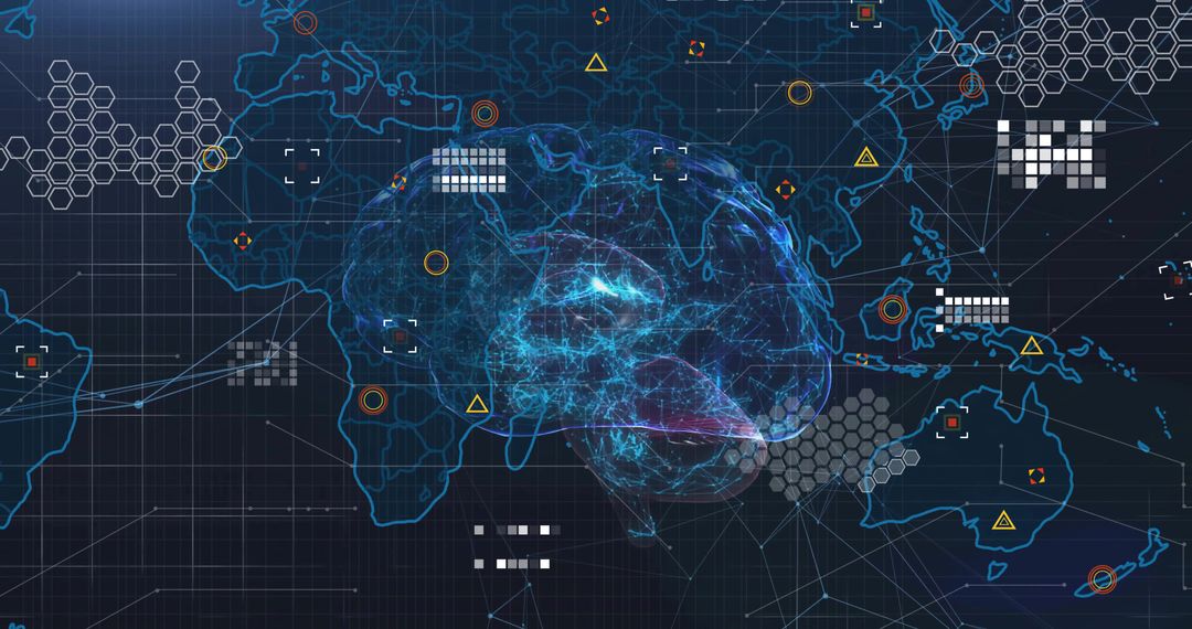 Futuristic Digital Brain Interface with Global Connectivity Integration