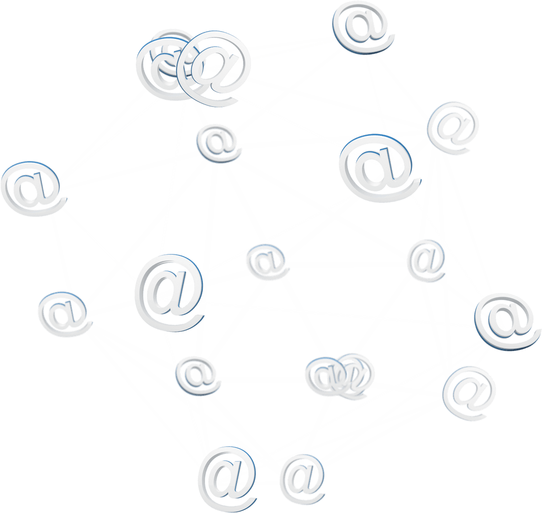 Network of At Symbols Illustration on Transparent Background