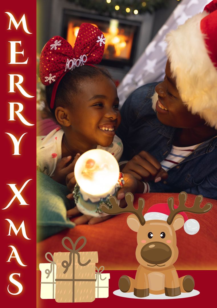 Joyful Mother and Daughter Celebrating Christmas Together