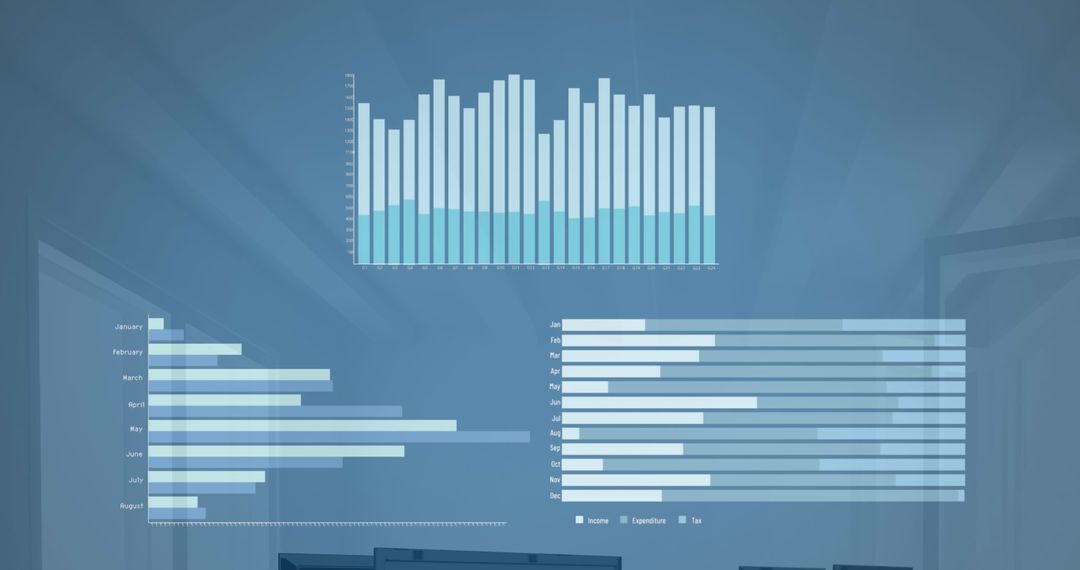 Digital Business Data Dashboards in Modern Empty Office