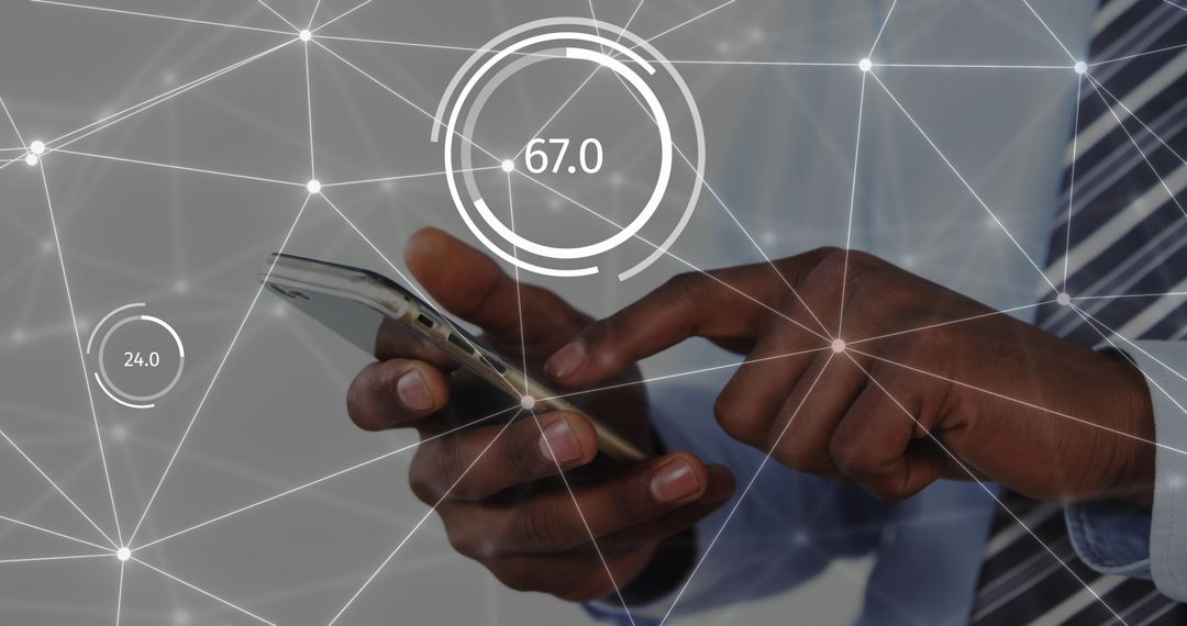 Businessman Connecting Smartphones to Digital Networks for Communication