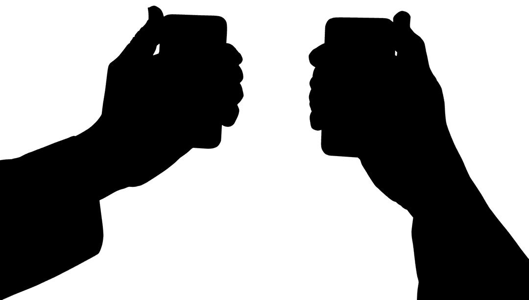 Transparent Silhouette Hands Holding Smartphones Vector Illustration