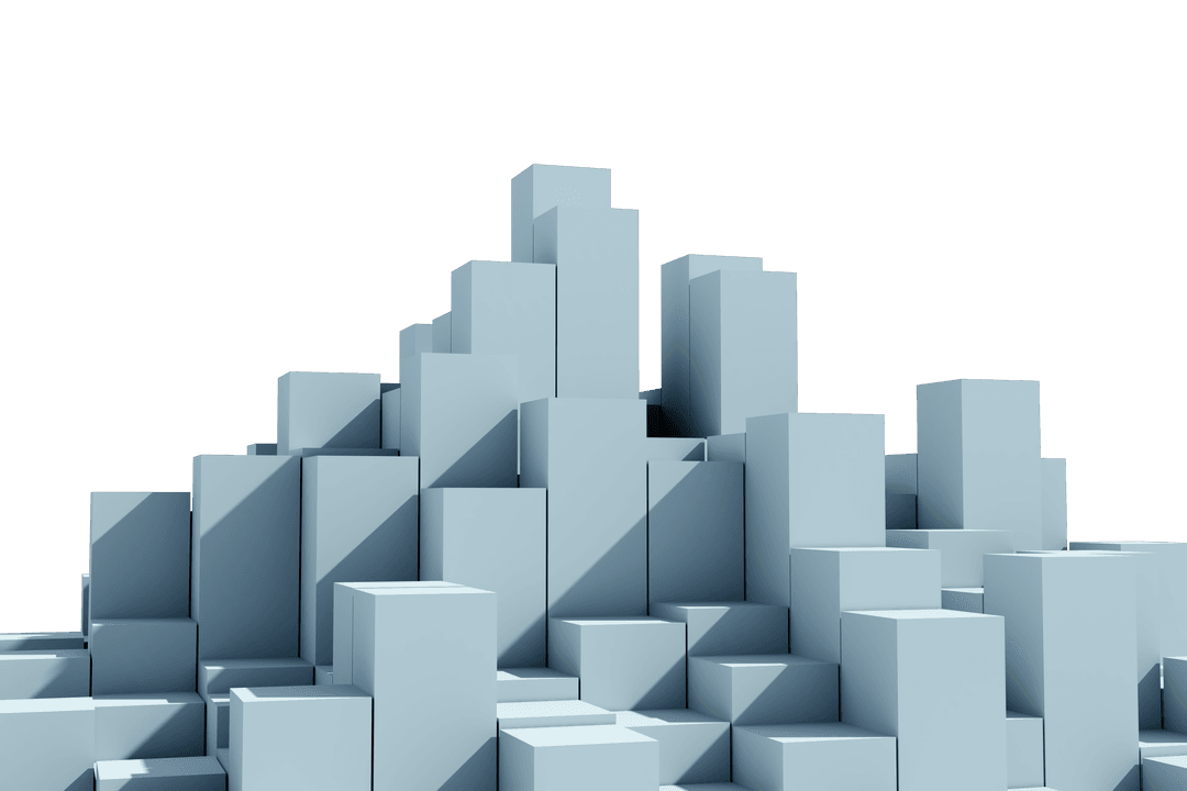 Stacked Gray Cubes in Geometric Pattern on Transparent Background