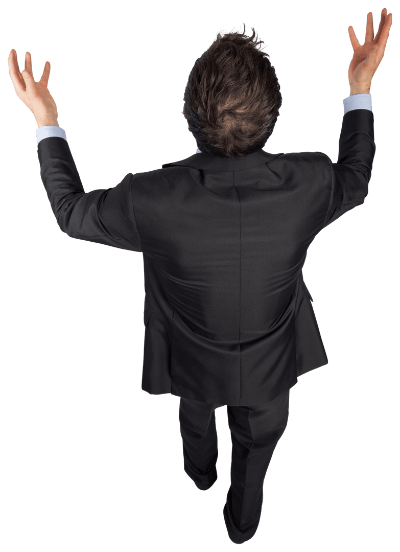 Businessman with Hands Raised Transparent Background