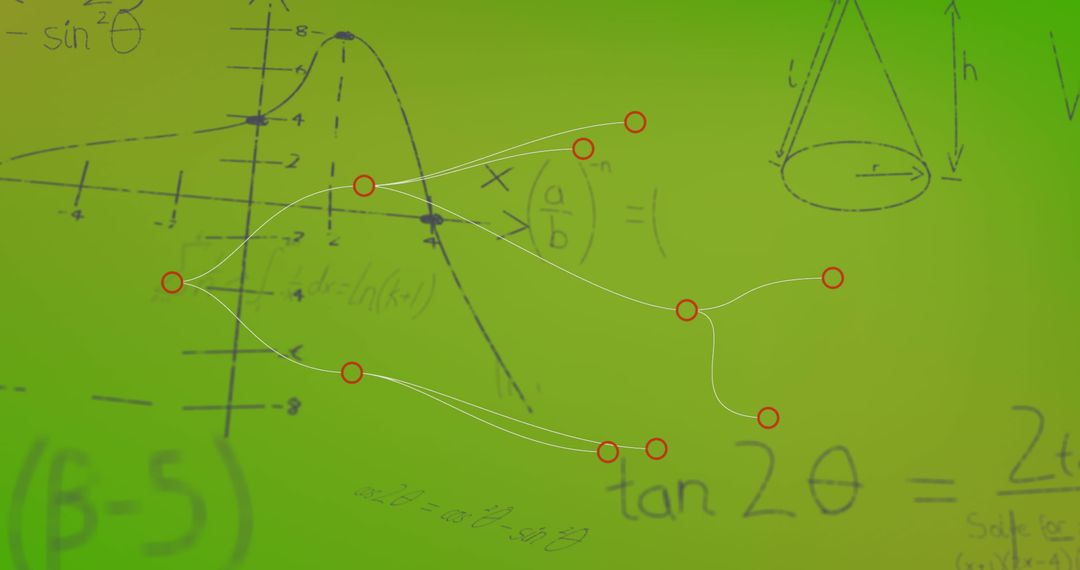 Mathematical Equations and Connected Dots on Green Surface