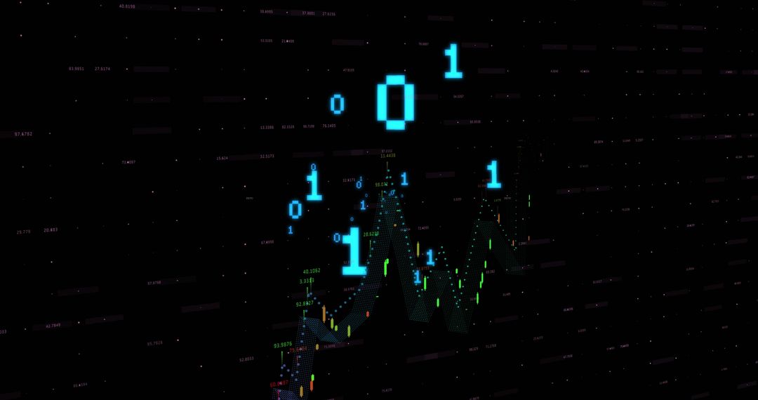 Digitalized Binary Code with Data Stream on Black Background - Free Images, Stock Photos and Pictures on Pikwizard.com