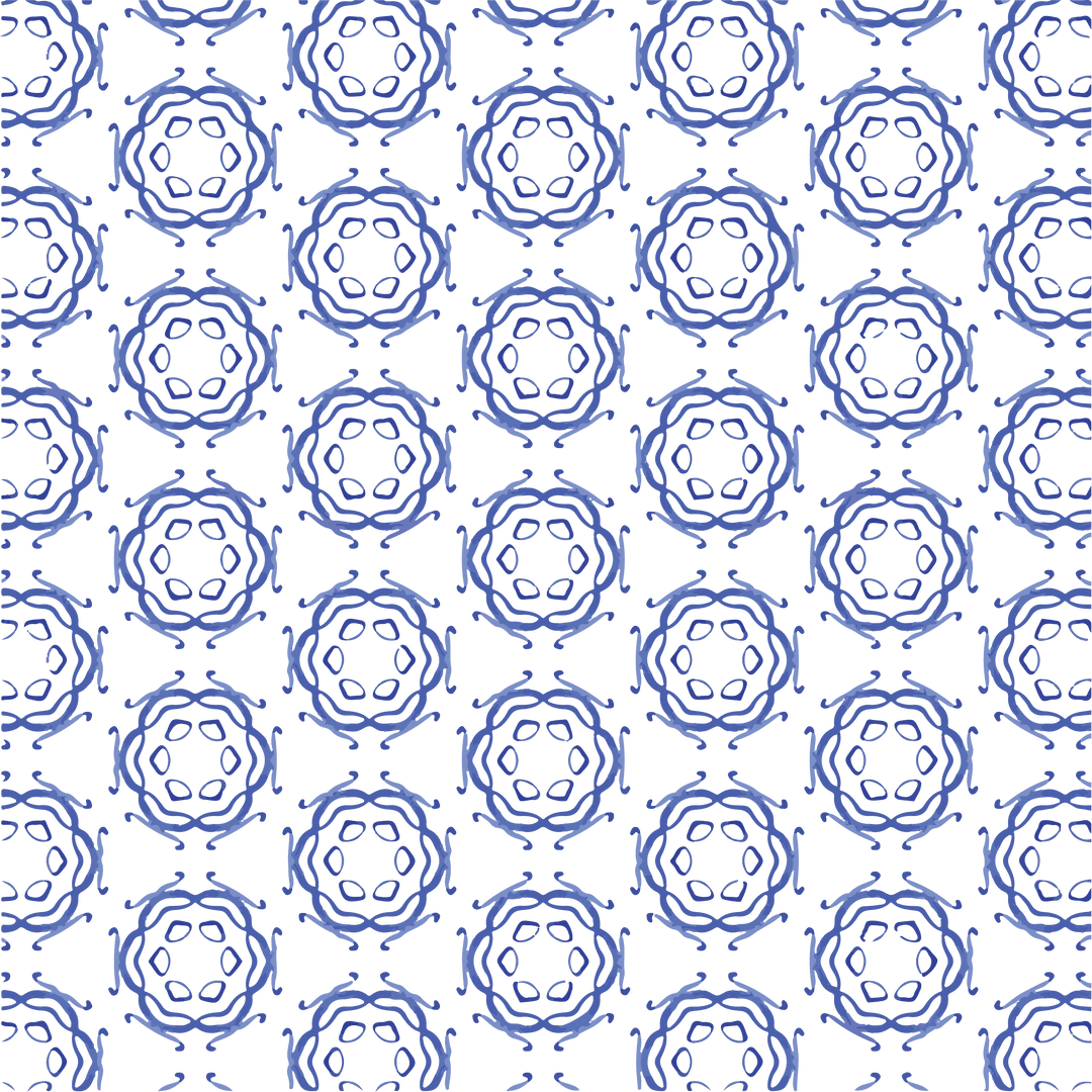 Seamless Blue Rosette Pattern on Transparent Background