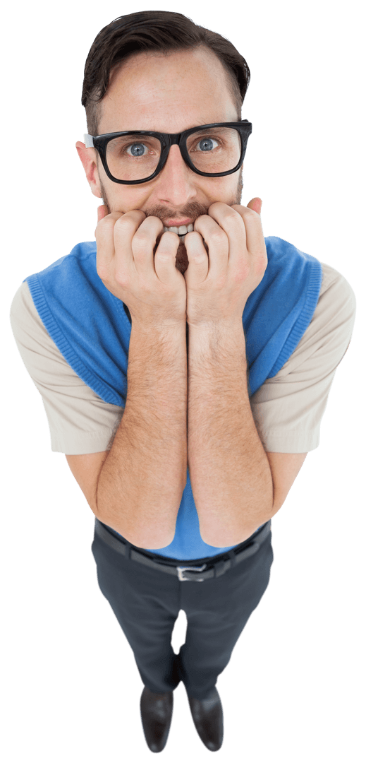 Nervous Geeky Hipster in Transparent Background Portrait - Download Free Stock Images Pikwizard.com