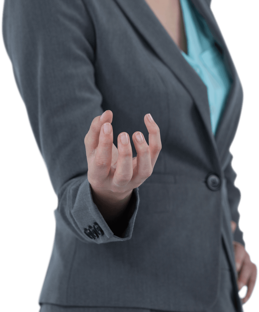 Transparent Image of Businesswoman's Hand in Handshake Gesture