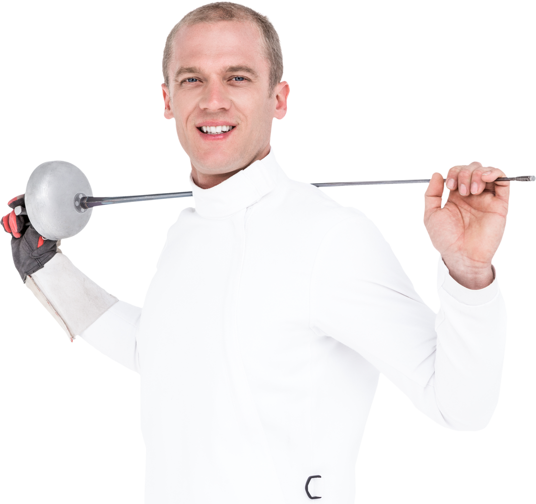 Professional Swordsman Holding Fencing Sword in Traditional Gear, Transparent Background - Download Free Stock Images Pikwizard.com